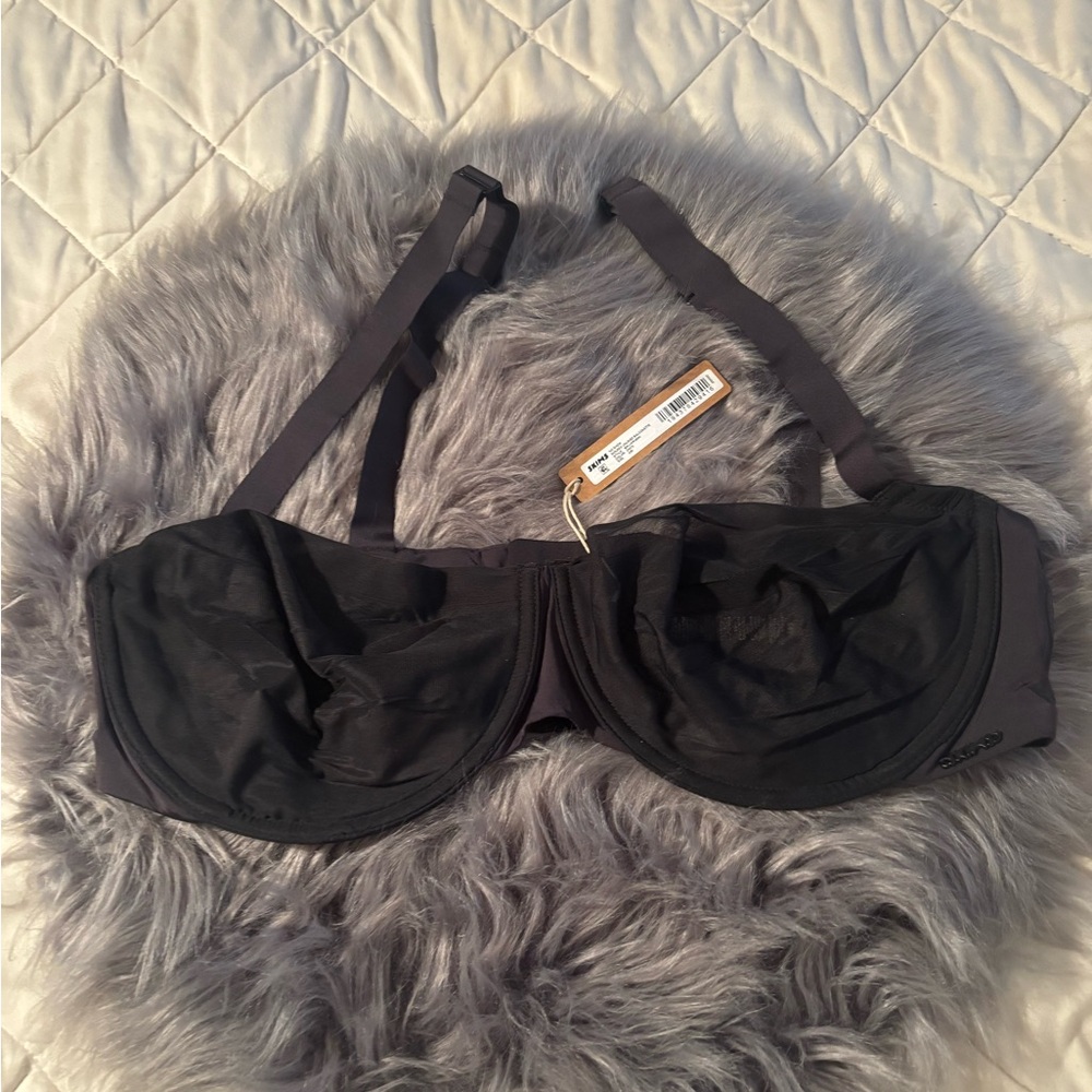 SKIMS Charcoal Black Mesh Bra